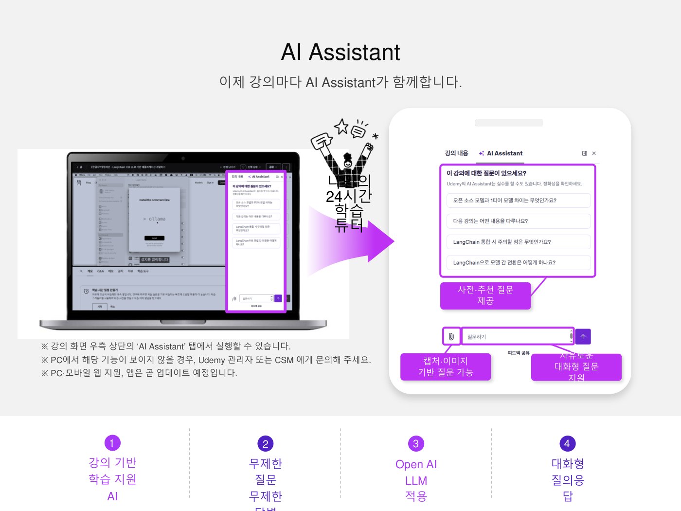 AI Assistant: 강의마다 24시간 학습 튜터 (Udemy Business 소개서 p.13)